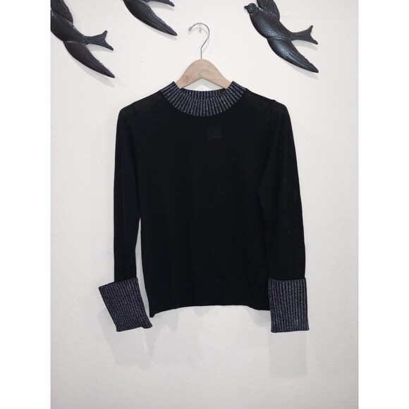 NEW! Club Monaco Wool Blend Black & Silver Metallic Sweater - L - $129 - Picture 7 of 12
